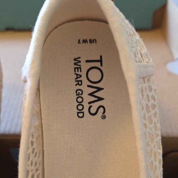TOMS Cream Crochet Platform Espadrille Slip-On Shoes - Picture 7 of 10